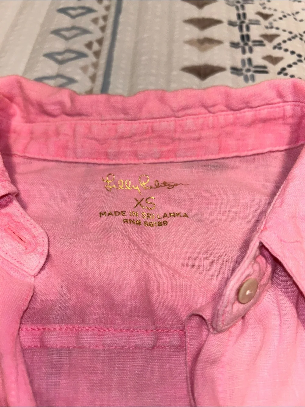 Lilly Pulitzer 100% linen Light Pink Button-Up Women's Shirt size XS